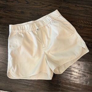 Women's Cream Elastic Waist Casual Shorts
